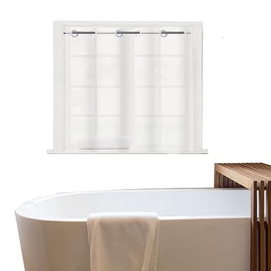 YISURE Plastic Frosted PEVA Bathroom Window Curtain, No Hook Needed Narrow Short Peva Privacy Shower Curtain for Shower Room, Width 40 x Length 36 Inch