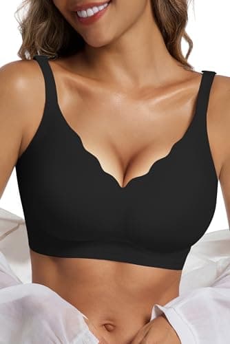 LXOXL Wireless Bras for Women No Underwire Seamless Push Up Bra with Support and Lift Comfortable Supportive Tshirt Bralette Soft Full Coverage Everyday Bras Regular and Plus Size Black