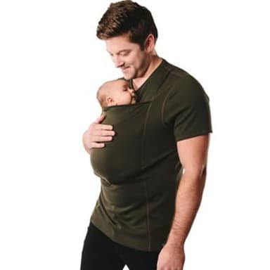 Dad and Mom Kangaroo Carrier Shirt Mens Top Women's Slim Tee Versatile Use Convenient Pockets T-Shirt(Men Black,X-Large)