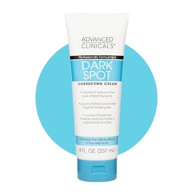 Advanced Clinicals Dark Spot Vitamin C Cream For Face, Hand & Body Lotion, Anti Aging Therapeutic Skin Care Moisturizer Lotion Reduces Appearance Of Age Spots, Blotchy Skin, & Wrinkles, Large 8 Fl Oz