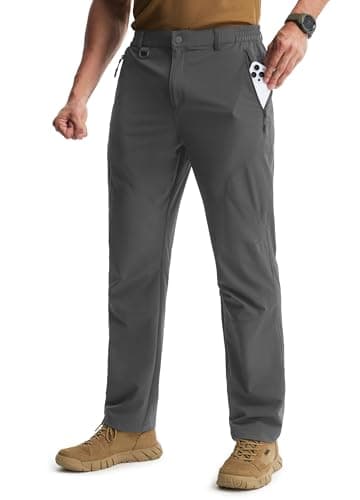 Libin Men's Hiking Cargo Pants Lightweight Water Resistant Quick Dry for Tactical Outdoor Camping Travel Pants Grey 32W X 32L