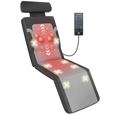 Snailax Shiatsu Back Massage Mat with Heat, Vibration Full Body Massage Mat for Sofa, Recliner,Bed, Deep Kneading Back Massage Pad with Foldable & Flexible Pillow, Mother's Day Gifts for Women Wife