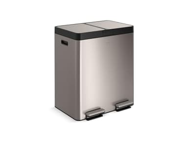 KOHLER K-23828-ST 82-Liter Stainless Steel Dual-Bin Step Trash Can, Fingerprint Resistant, Soft-Close Lid, Kitchen or Office