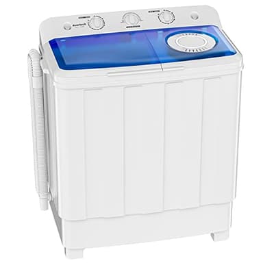 Auertech Portable Washing Machine, 28lbs Twin Tub Washer Mini Compact Laundry Machine with Drain Pump, Semi-automatic 18lbs Washer 10lbs Spinner Combo for Dorms, Apartments, RVs