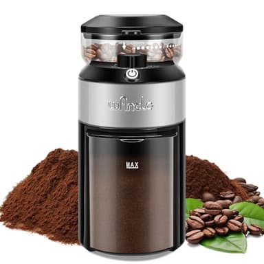 Wancle Burr Coffee Grinder Flat Burr Coffee Grinder with 28-Setting, Precise Grinding with 2-12 Cup Capacity, Easy to Clean, Compact and Space-Saving Design
