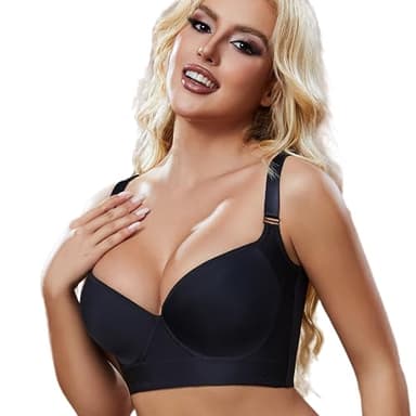 Simpyiss Back Smoothing Push Up Bra Bra That Hides Back and Side Fat(Black,40D)
