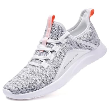ALEADER Women's Energycloud Slip On Walking Shoes Pure Running Shoes for Gym Workout Treadmill Running Errands White Gray Size 9 US