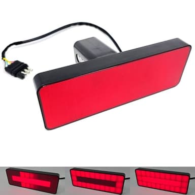 RZGMTSPT Towing Trailer Hitch Cover Tow Hitch Red LED Brake Light Sequential Signal Lamp Strobe Flash Plug for 2" Receiver SUV Pickup Truck