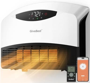 GiveBest Electric Wall Heater with WiFi and Remote Control, Floor or Wall Mounted Heater, Large Room Coverage, 3 Heating Modes, 1500W Fast Heating Space with Thermostat for Indoor Room Use