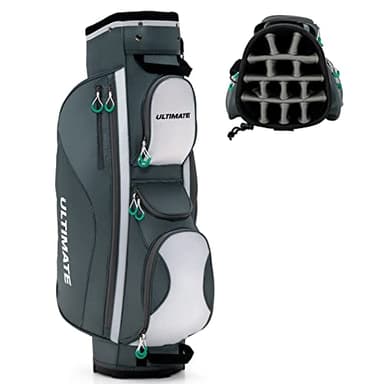 Tangkula Golf Cart Bag with 14 Way Top Dividers, Lightweight Golf Cart Bag with Shoulder Strap, 7 Zippered Pocket, Cooler Bag & Valuable Pocket, Portable Golf Club Bag with Rain Hood/Dust Cover