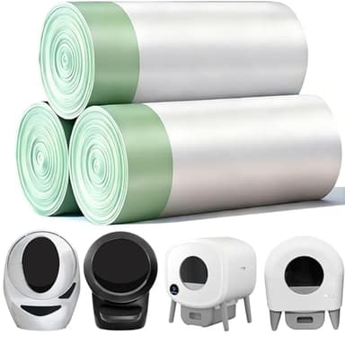 KropBom 45 Count Waste Drawer Liners Bags Compatible with Litter Box Robot 4/5/3, Thick Self-cleaning Cat Litter Box Liners refill with Drawstring Heavy Duty 10-12 Gallons of Capacity