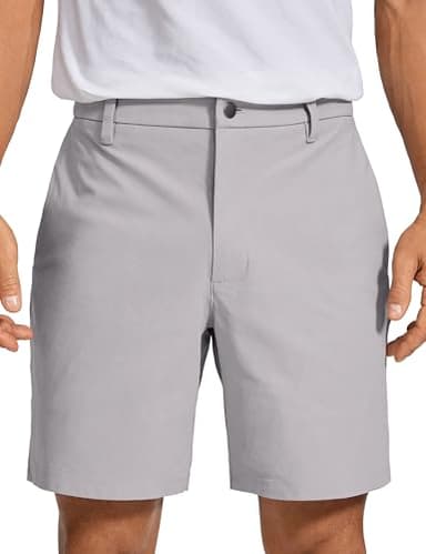 CRZ YOGA Men's All Day Comfy Golf Shorts - 7" Stretch Lightweight Flat Front for Casual Work with Pockets Gull Gray 34W x 7L