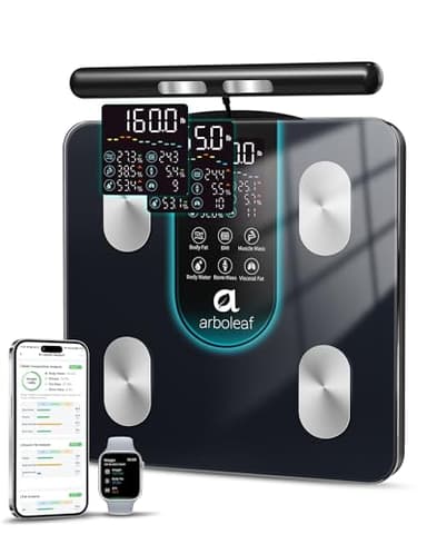 arboleaf Smart Scale for Body Weight, 8-Electrode Dual-Frequency BIA Bathroom Scale with 7-in-1 Display for BMI Body Fat Muscle Mass, Segmental Full Body Composition Analyzer, 50+ Metrics in App