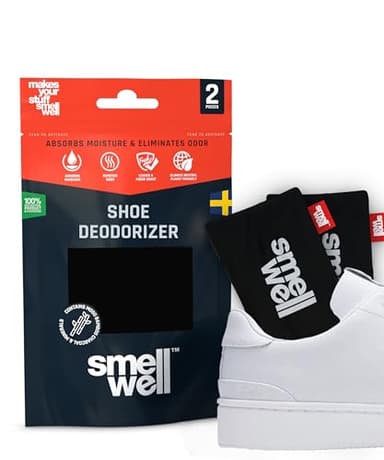 SmellWell - Scented Shoe Deodorizer Inserts - Odor Eliminators - Activated Bamboo Charcoal + Minerals - Natural Fresheners for shoes, bags, gloves - 2 x 1.8oz Original Size Black Zebra