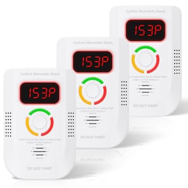3 Pack Carbon Monoxide Detector, Plug-in Wall Carbon Monoxide Alarm, Portable Carbon Monoxide Detector with Digital Display LED, CO Alarm Monitor with Audible and Visual Alarm Test Mute Button