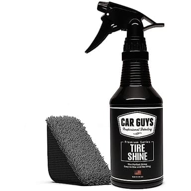 CAR GUYS Tire Shine Spray | The Perfect Shine | Durable and User Friendly Tire Dressing | Long Lasting UV Protection for Black Tires, Wheels, & Rubber | 18 Oz Kit with Applicator Pad
