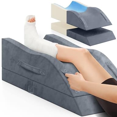 TranquilRelax Leg Elevation Pillows, Wedge Pillow for After Surgery, Memory Foam Leg Support Adjustable, Comfort Care for Back Knee Hip Ankles Pain, Knee Pillow for Sleeping Blood Circulation Grey