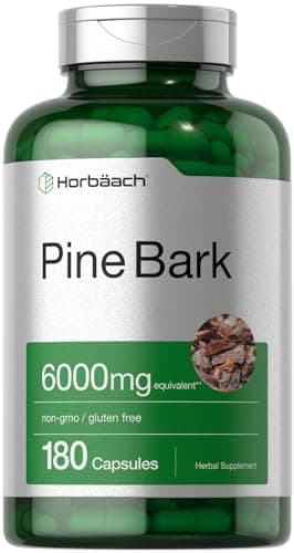 Horbäach Pine Bark Extract | 180 Capsules | Standardized to Contain 75% Proanthocyanidins | Non-GMO, Gluten Free Supplement | High Potency