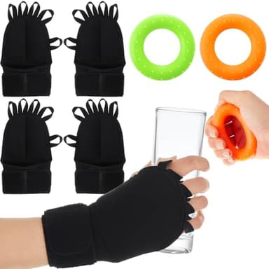 RoundFunny 2 Pairs Weighted Gloves for Tremors with 2 Grip Strength Trainer Adjustable Wrist Weights for Hand Tremor,Aid to Provide Wrist Mobility,Improve Dexterity,Strengthen Writing Stability(Black)