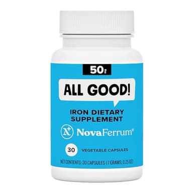 NovaFerrum All Good | Iron Capsule Supplements for Adults | Anemia | 50mg of Iron | 30 Servings | Sugar Free