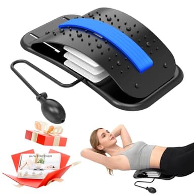 teepten Back Stretcher for Lower Back Pain Relief, Adjustable Lumbar Traction Device, Ergonomic Spine Board with Acupressure Points, Back Massager for Spinal Decompression and Scoliosis