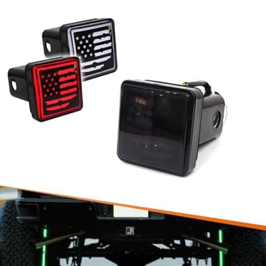 Adiil LED Brake DRL Trailer Hitch Light Brake Lamp Fit Trailer Hitch Cover 2" Towing & Hauling-US Flag