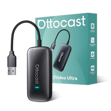 OTTOCAST 2026 Play2Video Ultra Magic AI Box Car Streaming Devices, Wireless CarPlay Android Auto Video Adapter 3 in 1 Built-in Netflix/YouTube Android 12 System
