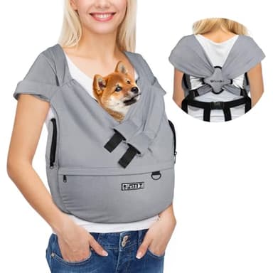 Petskd Dog Carrier Sling for Small Pet 7-15 LBS, Hands Free Front Facing Cat Sling Chest Carrier with Bottom Mat and Adjustable Strap for Pets Anti-Anxiety, Walk, Vet