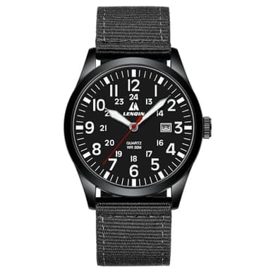 LN LENQIN Mens Watches Unisex Military Sport Nylon Strap Stylish Luminous Fashion Analog Quartz Watch for Men Waterproof Army Tactical Casual Wristwatch