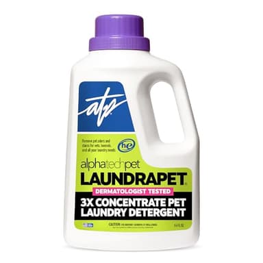 LaundraPet 3X Strength Premium Laundry Detergent with Enzyme Cleaner - 64 Oz (96 Washes) Pet Stain and Odor Eliminator, Enzymatic Detergent by Alpha Tech Pet