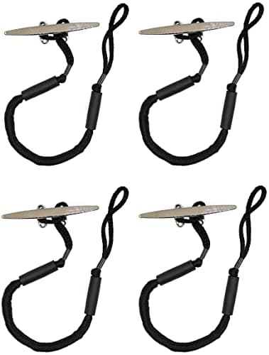 Bungee Dock Lines - Boat Accessories - 4 Feet Shock Cords Docking Rope Mooring Rope for PWC,Jet ski,Pontoon,Kayak,Canoe,Power Boat,Watercraft (Black)