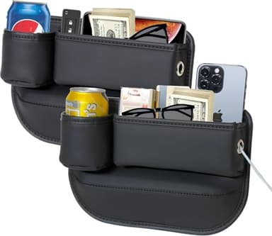 PLEW Anti-Drop Car Seat Gap Filler Organizer, Premium Leather Console Organizer, Easy Access to Phone/Keys, Universal Fit for Car SUV Truck Multi-Purpose Essentials Organizer(2PC)