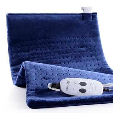 Massaging Weighted Heating Pad for Back Pain Relief,Heating Pads for Neck, Shoulder,Cramp,Portable Heated Pad with 3 Heat Settings & 6 Massage,18 Relaxing Combinations,Auto Off,12"*24",Dark Blue