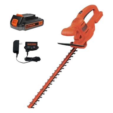 BLACK+DECKER 20V MAX Hedge Trimmer Cordless, 18 inch Blade, (1) Battery and Charger Included, Light Weight Reduced Vibration, Bush Trimmer Hedger (LHT218C1)