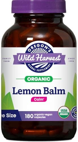 Oregon's Wild Harvest Certified Organic Lemon Balm Herbal Supplement 1125 MGS, 180 Count