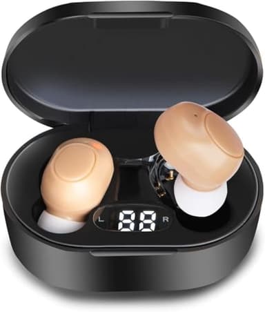 Hearing Aids, Miniature Hearing Amplifiers for Adults with Noise Cancelling, Rechargeable Hearing Aids for Seniors with Crystal Clear Sound, and LED Power Display (skin)