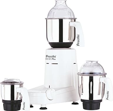 Preethi Eco Plus Mixer Grinder 110-Volt for use in USA/Canada, white, 3-jar