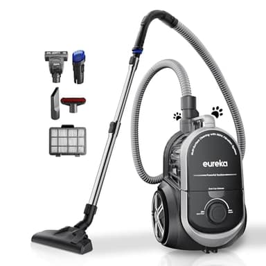 Eureka Bagless Canister Vacuum Cleaner, Lightweight Vac for Carpets and Hard Floors, Silver with Black, NEN180