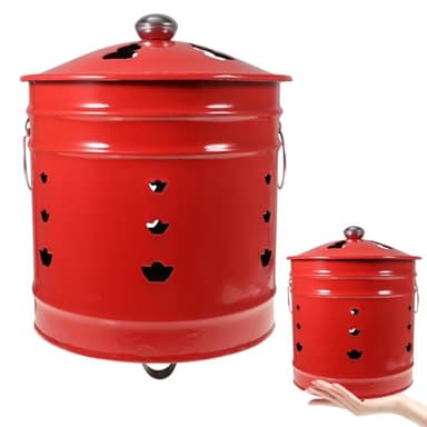 2.87 Gallon Burn Barrel, Metal Burn Can for Paper, 11.7“ Small Yard Waste Incinerator Barrel Burn Barrel with Lid and Handle for Outside Burning Trash Wood Backyard Bonfire Camping