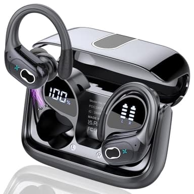 Wireless Earbuds 75hrs Bluetooth 5.4 Headphone Sport, 2026 Bluetooth Earbuds Stereo Deep Bass Over Ear Bud with Earhooks, ENC Noise Cancelling Mic, IPX7 Waterproof Earphone for Gym/Running/Workout