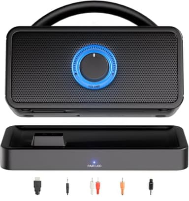 Ablefector Wireless TV Speaker, Portable TV Audio Amplifier for Hard of Hearing with Loud Volume&Voice Clarifying Mode, Smart TV Speakers with AUX/Optical/HDMI Input, 20-Hour Playing, Easy Plug & Play