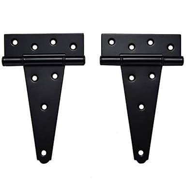 SANKINS 6 Inch T-Strap Shed Door Hinges Heavy Duty,Black Tee Hinge for Wooden Fences,Yard Door,Barn Door Gates, Wrought Hardware Rustproof,2Pack/Set