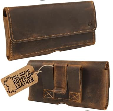 Moonster Leather Phone Holster Belt Clip Style for Men – Holsters Pouch – Horizontal Holder for Belt with Magnet Closure – Leather Phone for Belt