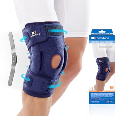 Comforband Adjustable Hinged Knee Brace – Dual Side Hinges for ACL, PCL, MCL Injury Support, Meniscus Tear, Arthritis Pain Relief, Post-Surgery Recovery (Navy, L/XL)