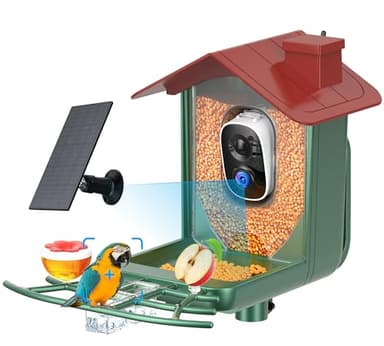 Smart Bird Feeder with Camera Outdoor: Solar Birdfeeder Cam for Outside Garden - 2K HD Live Video Camera AI Recognition Visible Window Auto Capture - Bird Lover Gifts