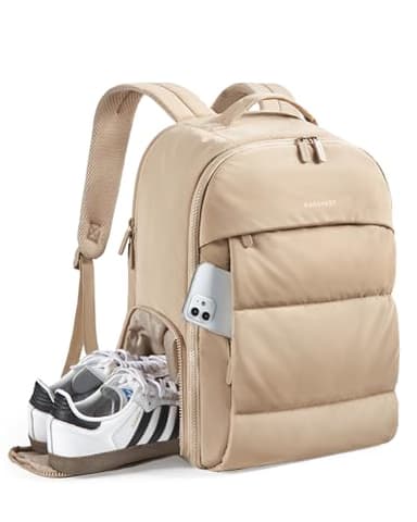 BAGSMART 30L Travel Backpack for Women, Carry on Backpack for Airplanes, Gym Backpack with Shoe Compartment, Lightweight Travel Bag Fits 15.6 Inch, Water-Resistant, Desert