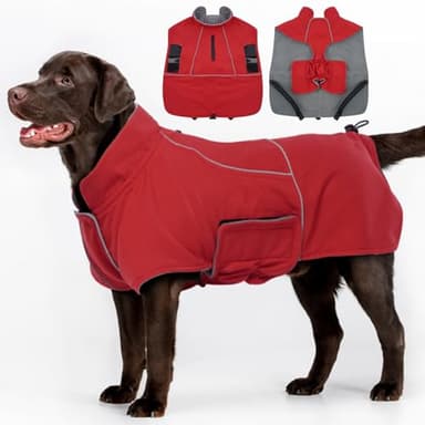 MIGOHI Dog Coat,Dog Jacket Waterproof,Winter Coat Windproof,XXL Fleece Jacket for Dogs Boy Girl,Cold Weather Coats for Dogs Hiking Camping,Golden Retriever,Labrador,Weimaraner,2XL,Red