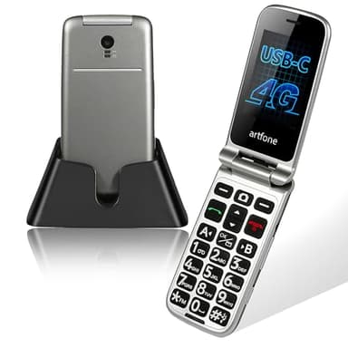 artfone G3 Flip Cell Phone for Seniors,Speed Dial,SOS Button,Photo Contact,Talking Numbers (Argent)