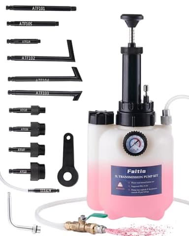 FAITIO 3L Transmission Fluid Transfer Pump w/ 12 ATF Adapters, Automotive Fluid Pressure Pump for Refilling Transmission, Differential and Gear Oil, Manual Car Oil Dispenser Pump