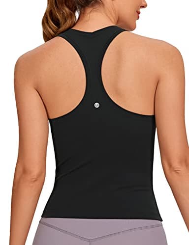 CRZ YOGA Butterluxe Racerback Workout Tank Tops for Women Tight Sleeveless Camisole Gym Athletic Yoga Shirts Black Medium